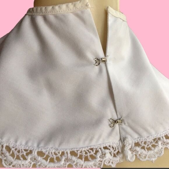 Vintage Handmade Cotton Lace Trim Eye Hook Closure Collar - Picture 5 of 8